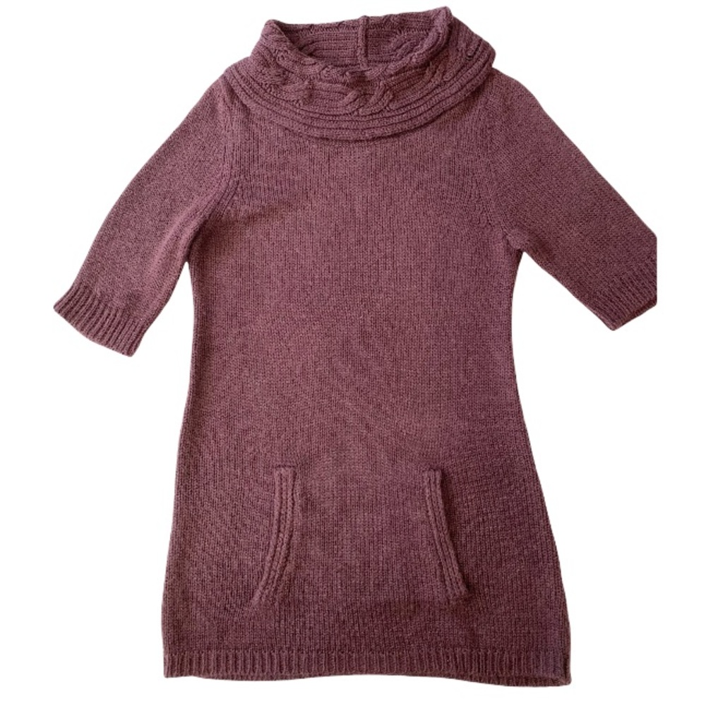 Maternity Cowl Neck Purple Sweater Dress
